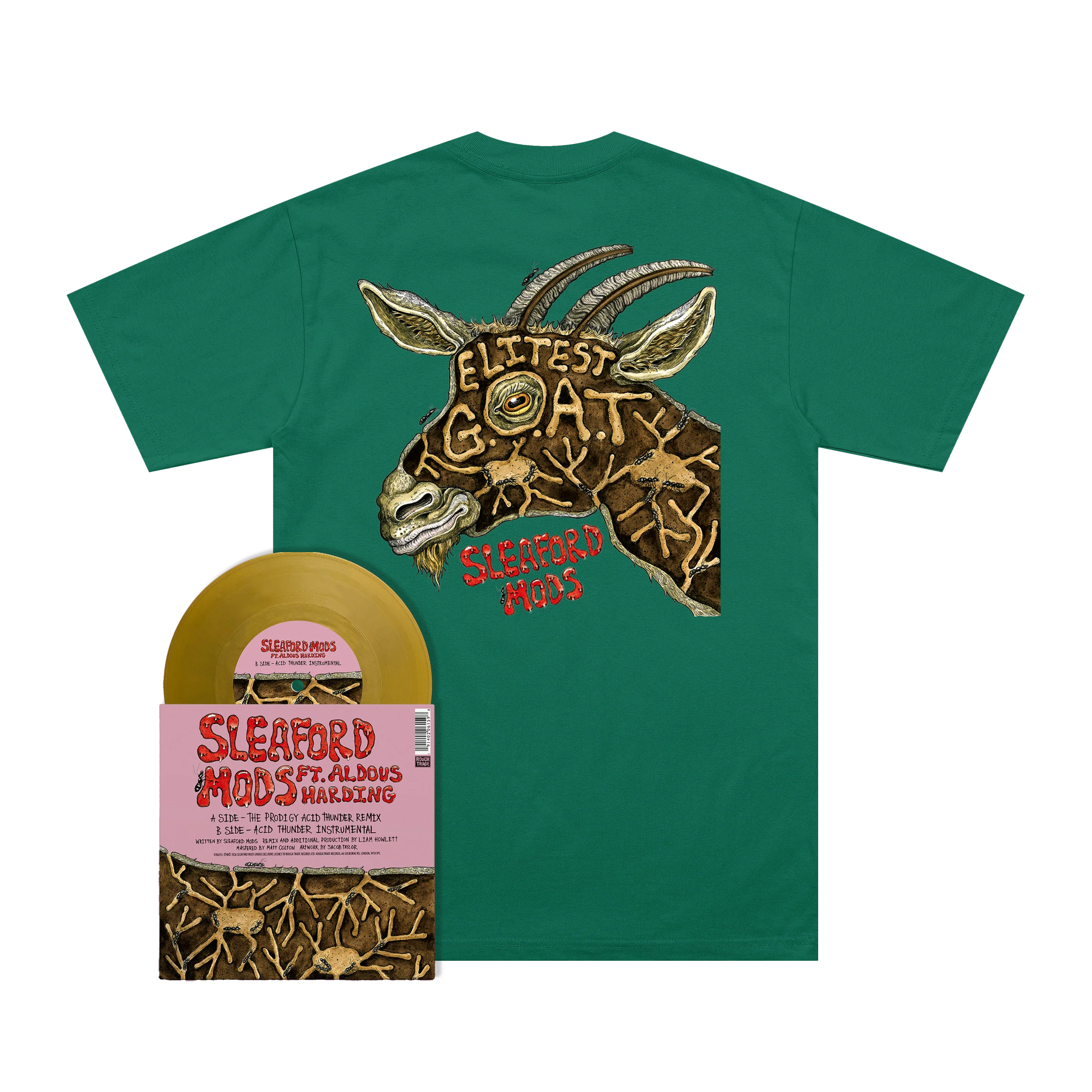 Elitist G.O.A.T. (The Prodigy Acid Thunder Remix): Gold Vinyl 7" Single + Tee - Image 2