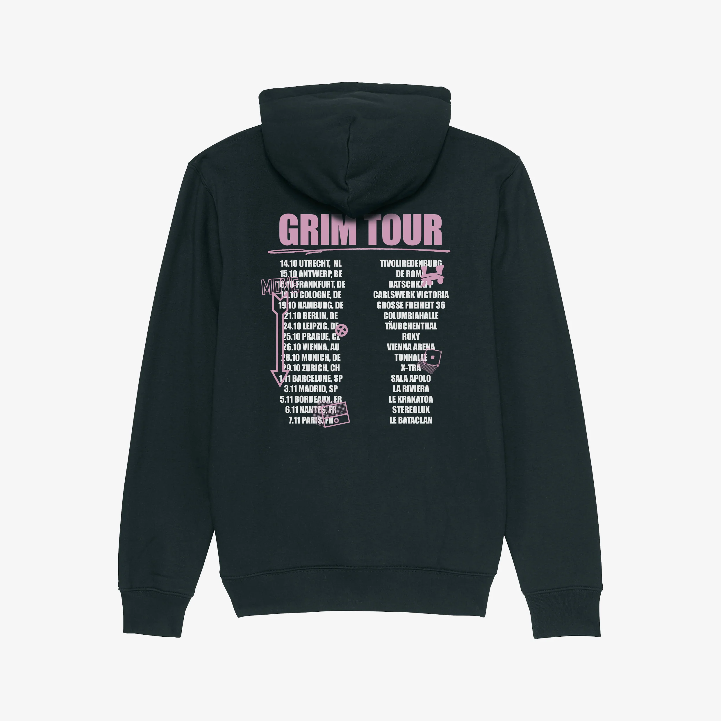GRIM TOUR (EU) Black Hoodie - Image 2