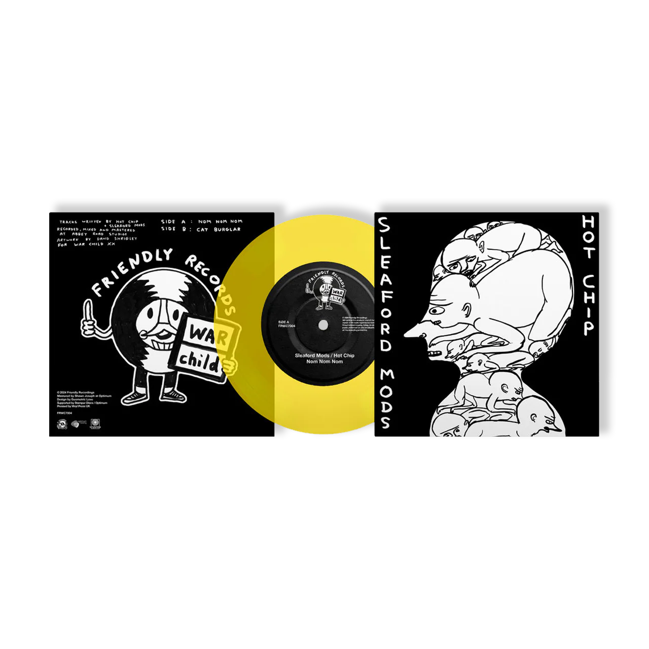 Nom Nom Nom / Cat Burglar: Limited Neon Yellow Vinyl 7" Single - Image 2