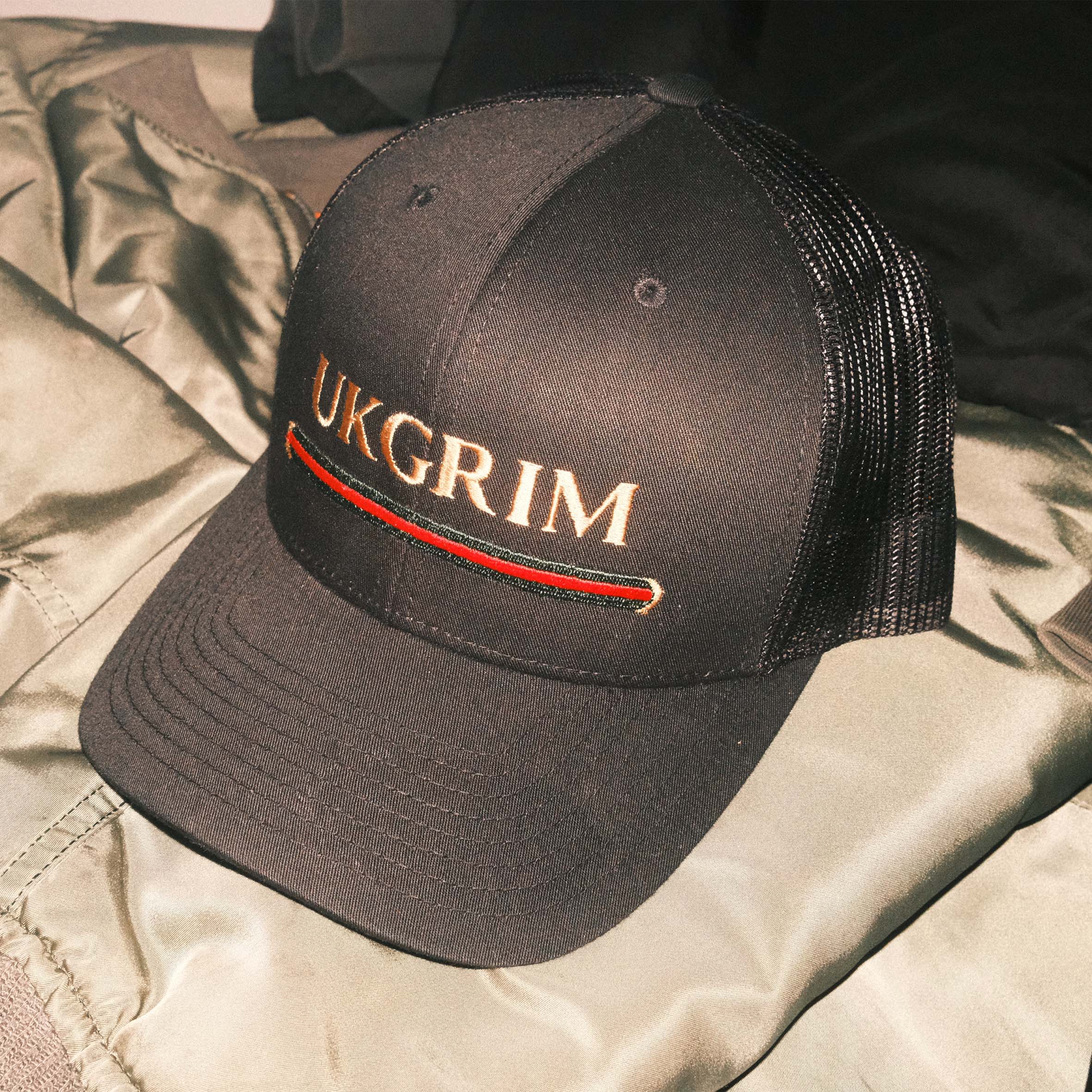UK GRIM: Black Cap (w/ Embroidered Logo) - Image 3