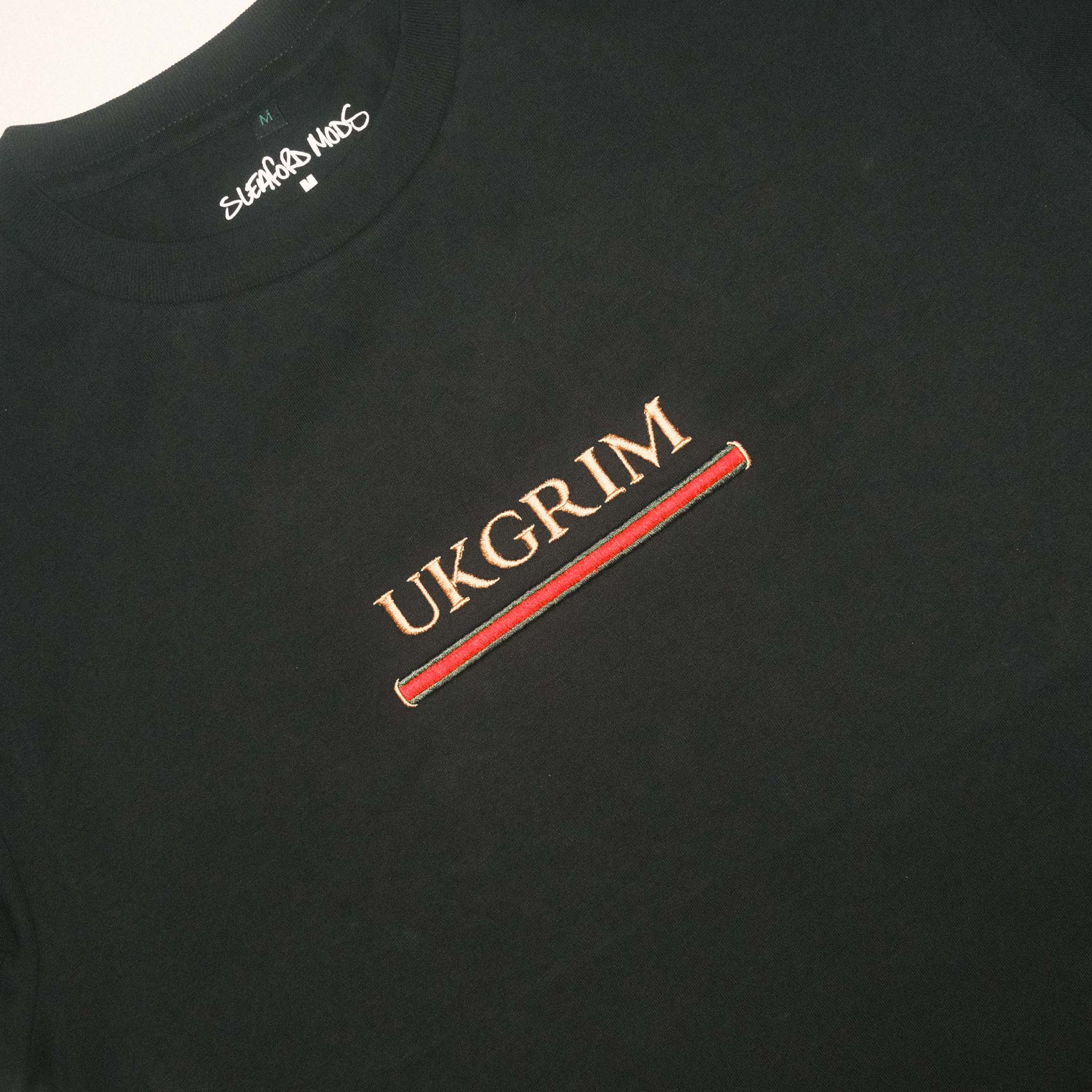 UK GRIM: Black T-Shirt (w/ Embroidered Logo) - Image 3