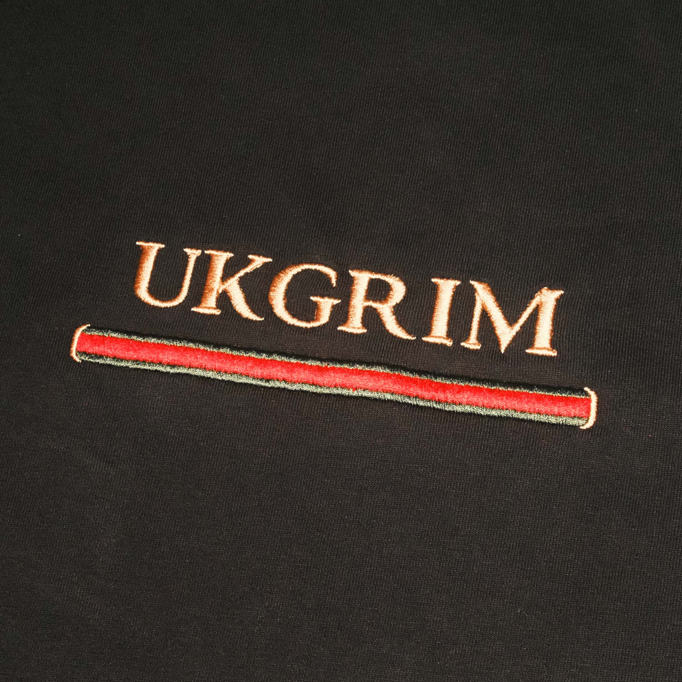 UK GRIM: Black T-Shirt (w/ Embroidered Logo) - Image 4